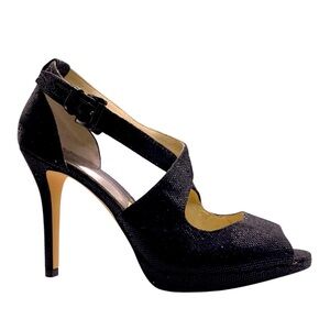 MICHAEL KORS Black Glitter PARIS Sandals